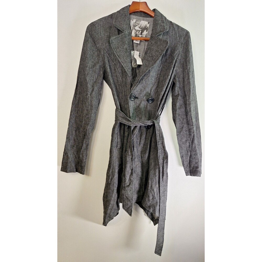 Mac & Jac Linen Blend Trench Coat Business Women's M‎ Workwear Casual Travel Y2K